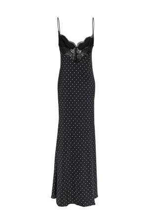 'Polka Dot Satin Lace Maxi' dress Black-grey