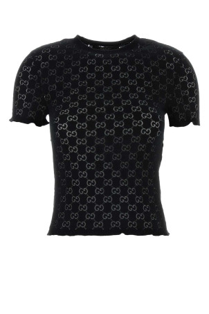 Black GG cotton blend t-shirt Black GUCCI (875544XKFMQ)