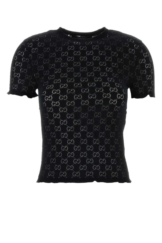 Black GG cotton blend t-shirt Black GUCCI (875544XKFMQ)