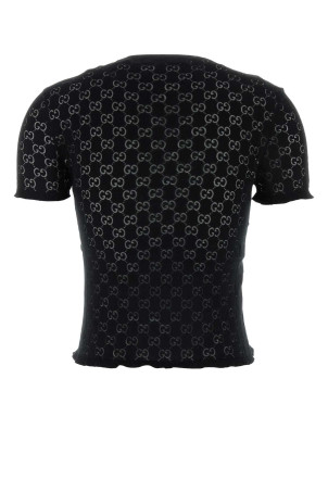 Black GG cotton blend t-shirt Black GUCCI (875544XKFMQ)