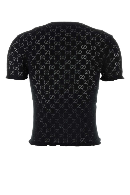 Black GG cotton blend t-shirt Black GUCCI (875544XKFMQ)