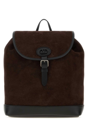 Dark brown suede VLogo Signature backpack VALENTINO GARAVANI (9Y2B0T64PDT)