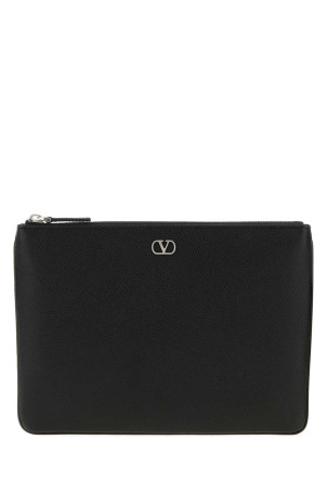 Black leather VLogo Signature clutch Black VALENTINO GARAVANI (9Y2P0AP5UAG)