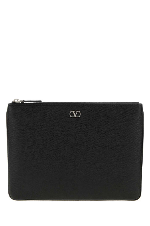 Black leather VLogo Signature clutch Black VALENTINO GARAVANI (9Y2P0AP5UAG)