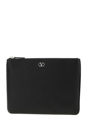 Black leather VLogo Signature clutch Black VALENTINO GARAVANI (9Y2P0AP5UAG)