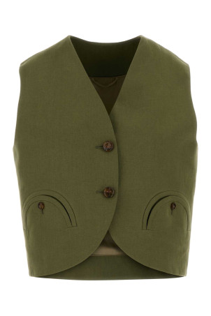 Olive green linen Midday Sun vest BLAZE (JKGGS04MDY)