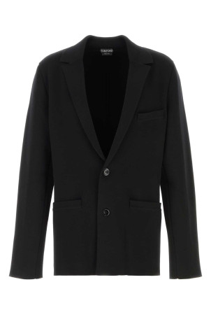 Black stretch wool blend blazer TOM FORD (KJL004YMW130)