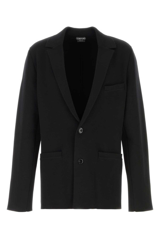 Black stretch wool blend blazer TOM FORD (KJL004YMW130)