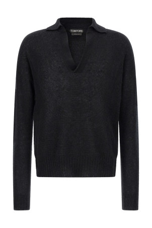Cashmere and silk polo shirt Black
