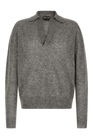 Cashmere and silk polo shirt Gray