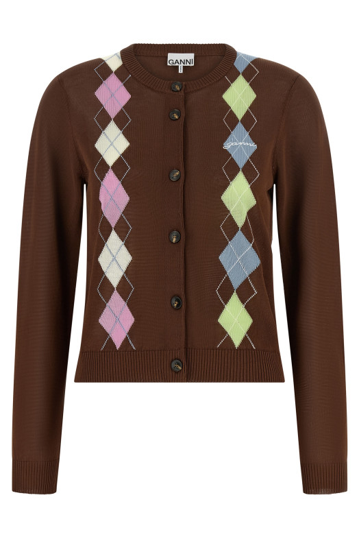 'Argyle' cardigan Brown