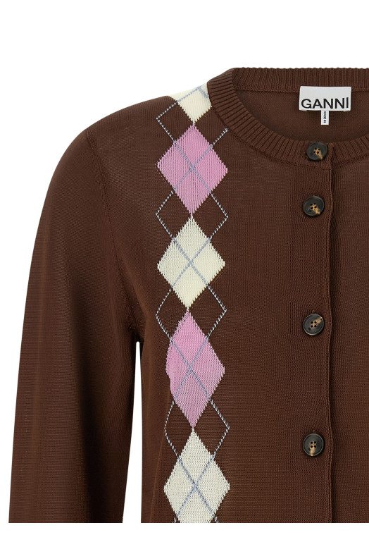 'Argyle' cardigan Brown