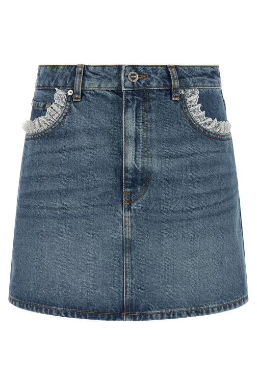 Denim and lace skirt Blue