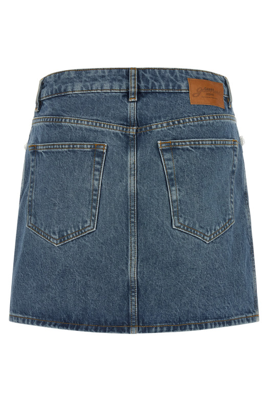 Denim and lace skirt Blue