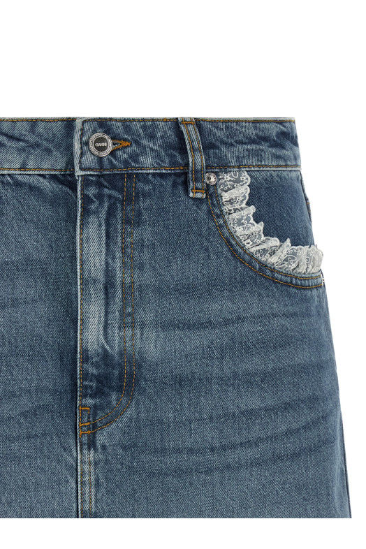 Denim and lace skirt Blue