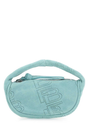 Sea green suede micro Cush handbag BY FAR (22CRMICAAQAPFLSMA)