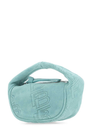 Sea green suede micro Cush handbag BY FAR (22CRMICAAQAPFLSMA)