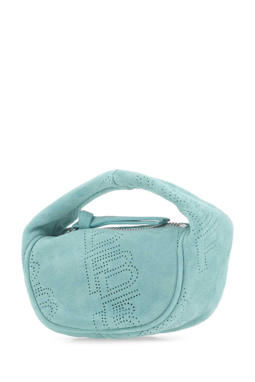 Sea green suede micro Cush handbag BY FAR (22CRMICAAQAPFLSMA)