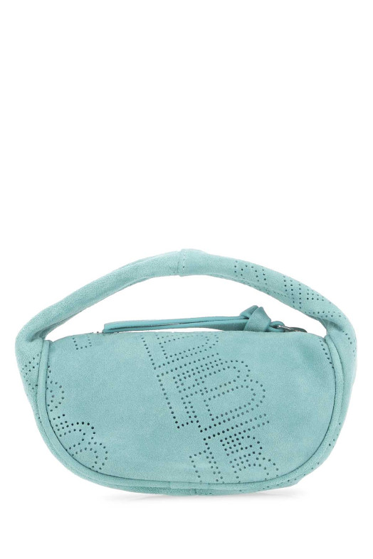 Sea green suede micro Cush handbag BY FAR (22CRMICAAQAPFLSMA)