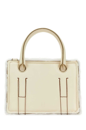 Ivory leather mini Otto handbag Beige DENTRO (23WDNBO002)