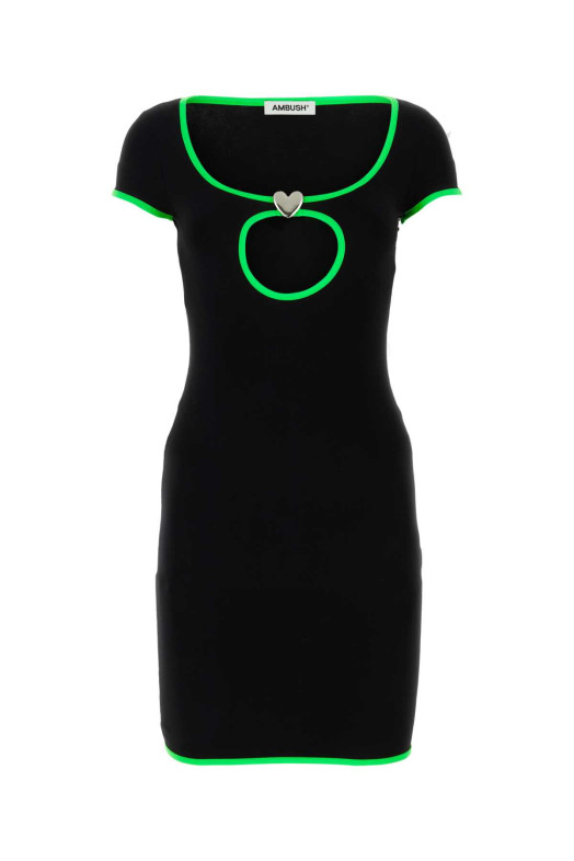 Black stretch viscose mini dress AMBUSH (BWDB043S23JER001)