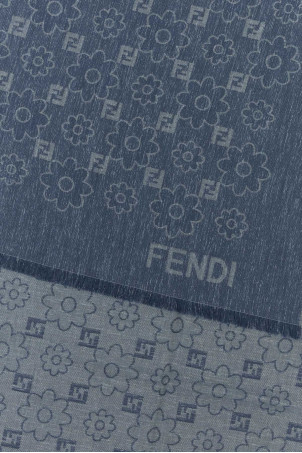 Denim blue cotton blend scarf FENDI (FXT069B01R)