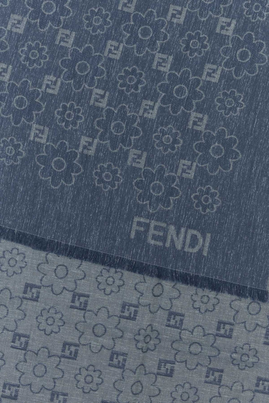 Denim blue cotton blend scarf FENDI (FXT069B01R)