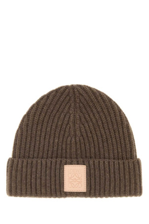 Brown cashmere beanie hat Beige LOEWE (KSA9OT1X01)