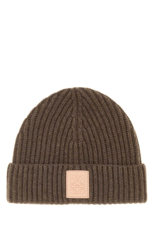 Brown cashmere beanie hat Beige LOEWE (KSA9OT1X01)