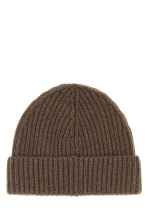 Brown cashmere beanie hat Beige LOEWE (KSA9OT1X01)