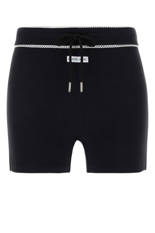 Black stretch cotton shorts MARINE SERRE (WSH017ACJER0011)