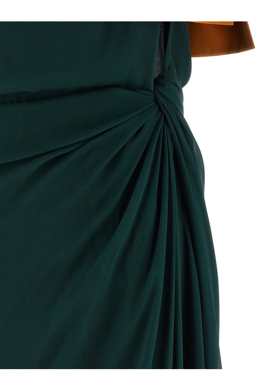 Платье на одно плечо, зелёное SAINT LAURENT 854976Y115W3111
