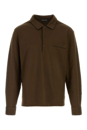 Chocolate piquet polo shirt TOM FORD (JPL019JMS032)