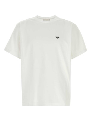 White cotton t-shirt Black PRADA (UJN954SOOO240)