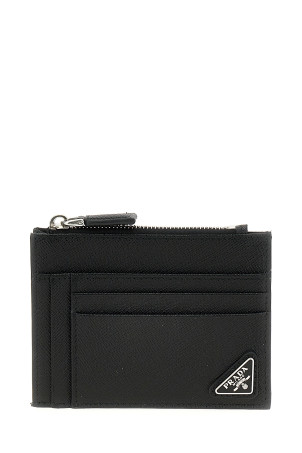 Saffiano logo card holder Black