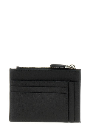 Saffiano logo card holder Black