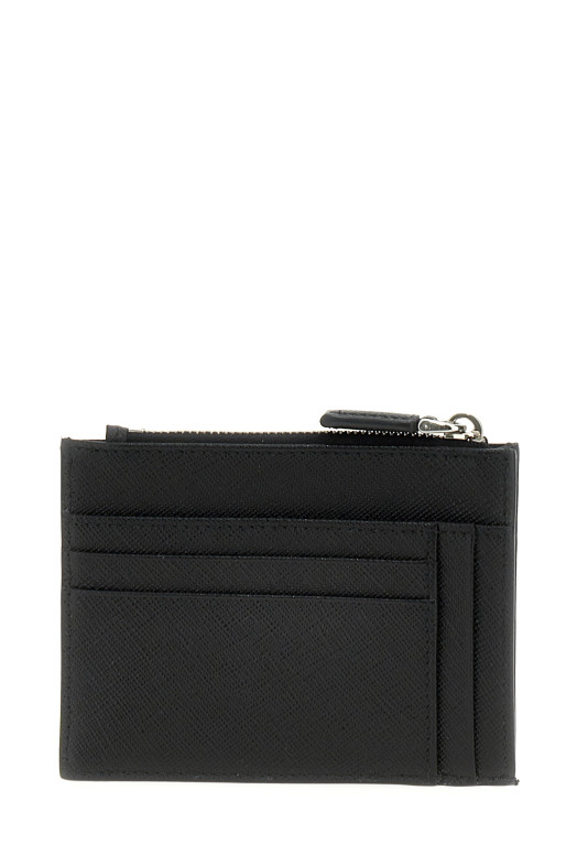 Saffiano logo card holder Black