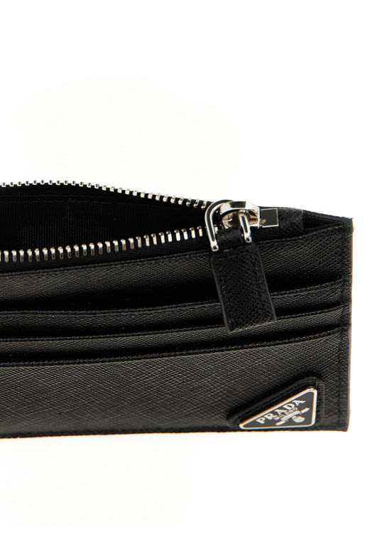 Saffiano logo card holder Black
