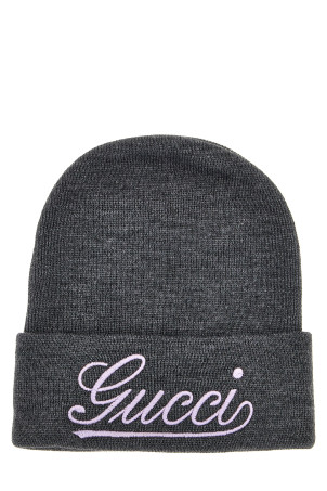 Шапка з вишитим логотипом, сіра GUCCI 7987413GANW1472