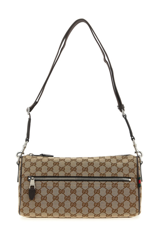 Small GG cylindrical shoulder strap Beige