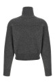 'Shiny Zipper Pull' Wool cardigan Gray