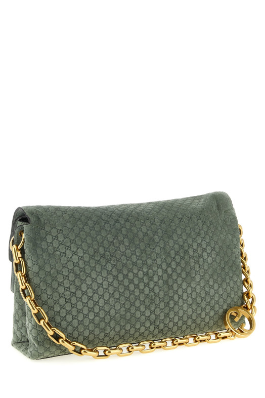 GG — большая замшевая сумка через плечо, зеленая GUCCI 857362AAF0P3403