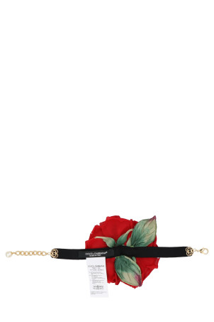Чокер з аплікацією у вигляді троянди, червоний DOLCE & GABBANA FT050RGER89R2244