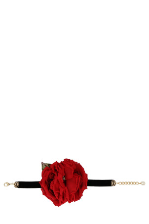 Чокер з аплікацією у вигляді троянди, червоний DOLCE & GABBANA FT050RGER89R2244