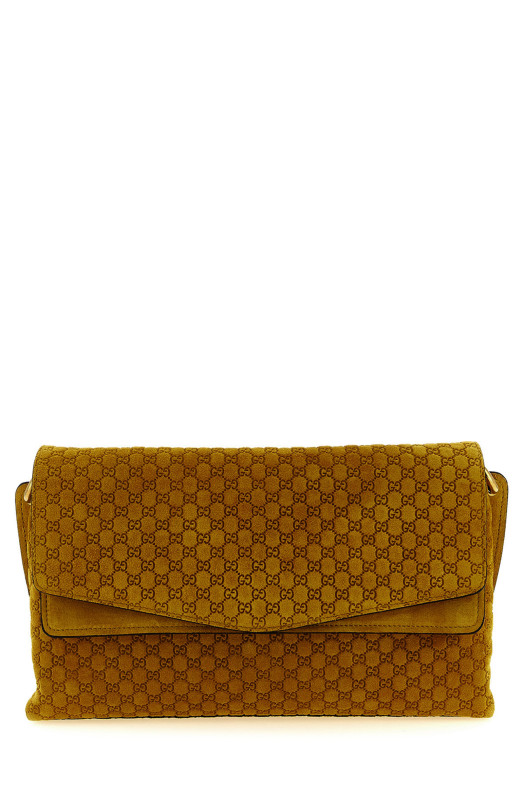 Средняя замшевая сумка через плечо GG, желтого цвета GUCCI 857622AAF0P7702