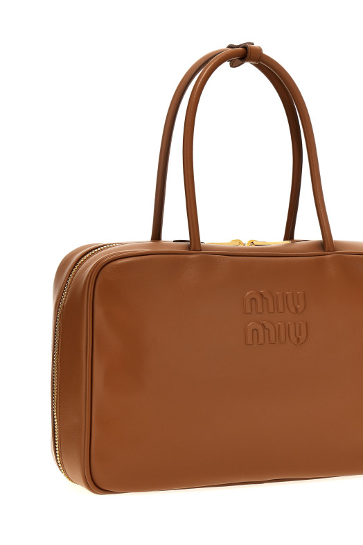 Сумка-кофр коричневого цвета MIU MIU 5BB117VMON2CRWF0046