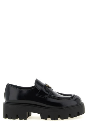 Brushed leather loafers Black