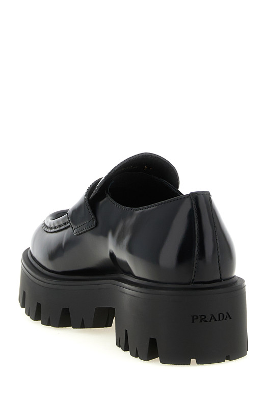 Brushed leather loafers Black