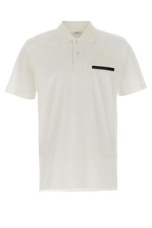 'Leather Tab' polo shirt White