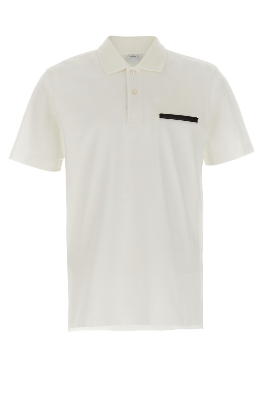 'Leather Tab' polo shirt White